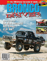 1978 Ford Bronco - Bronco Driver Magazine cover a black 1988 Ford Bronco, with smaller inset images of other Broncos.