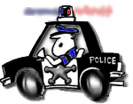 1994 Ford Bronco - A cartoon police car with flashing lights and the word POLICE on the door.