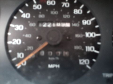 1996 Ford Probe - Close-up of a car's speedometer and odometer with 122109.6 miles.