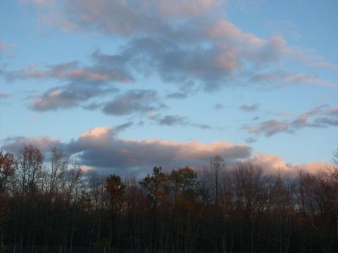 2001 Mercury Grand Marquis - A wide shot of the sky with clouds and trees below.