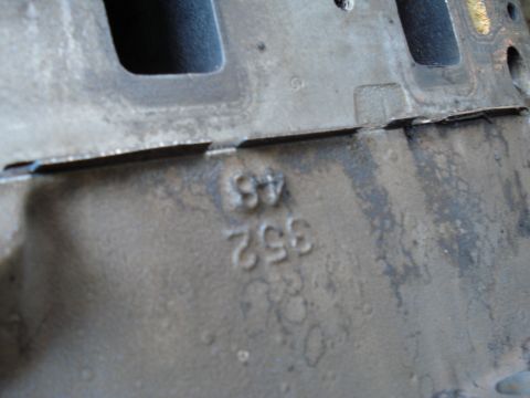 1967 Ford F-250 - Close-up of an engine block casting showing the numbers 352 45 97.
