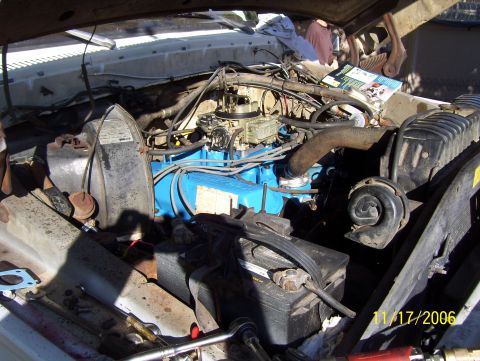 1978 Ford Bronco - Engine bay details with tools and a date stamp of 11/17/2006.