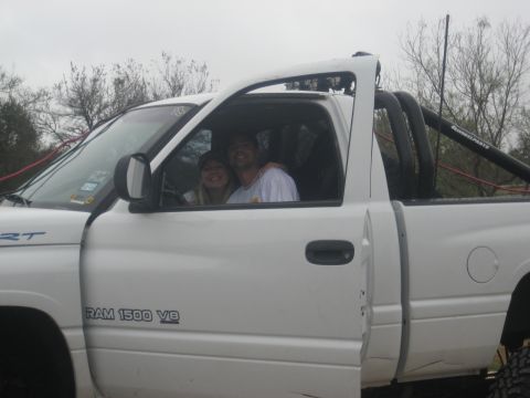 2001 Jeep Wrangler - Two people are inside a white 2001 Dodge Ram 1500 V8 pickup truck.