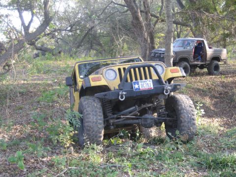 2001 Jeep Wrangler - A yellow 2001 Jeep Wrangler is parked in a wooded area with another vehicle in the background.