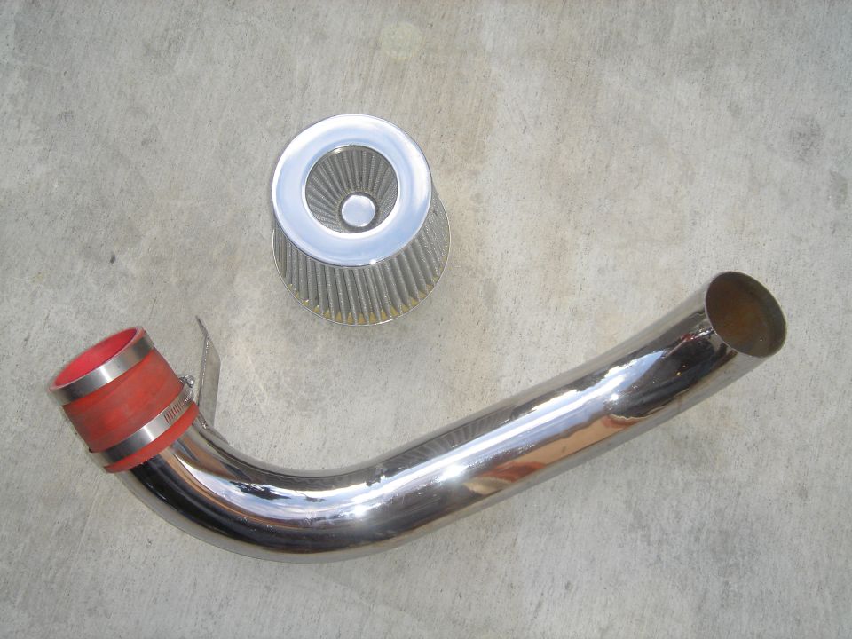 Chrome cold air intake pipe with conical filter