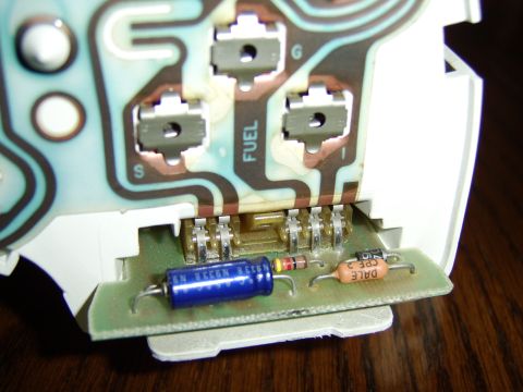 1996 Mercury Grand Marquis - The anti-slosh. The unused trace is for a low fuel light. I may add a small yellow LED to serve as this. In order to let the cluster fit, I…