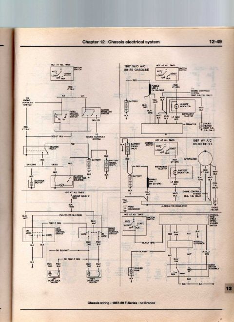 1986 Ford Bronco - This diagram details the chassis electrical system for 1967-69 F-Series and Bronco models.