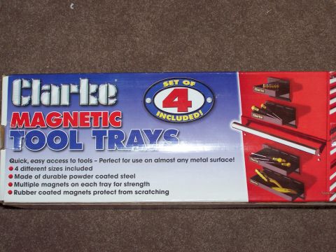 1995 Ford C-350 (Centurion Conversions) - Box for Clarke Magnetic Tool Trays, detailing features and showing product images.