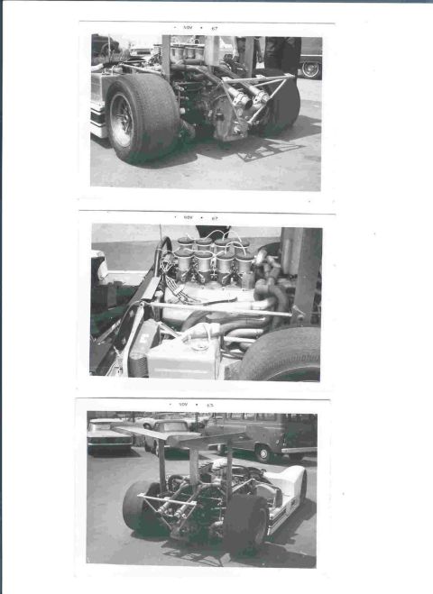 1968 Ford 427 - Close-up views of a race car's engine and chassis construction.