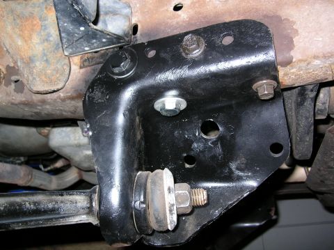 1985 Ford Bronco II - one of the driver side transmision mount holes was 1/8" forwards of where the bracket needed to be to put the tires at the stock wheelbase.