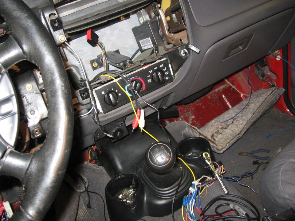 2000 Ford Ranger interior showing dashboard wiring and manual shifter