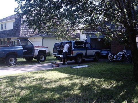 1985 Ford Bronco II - Thats my friend Jimbo's K-5 blazer and a #4 parts truck we're dissasembling. My '77 vette in the garage, '79 honda cx-500 custom, and #3 gr…