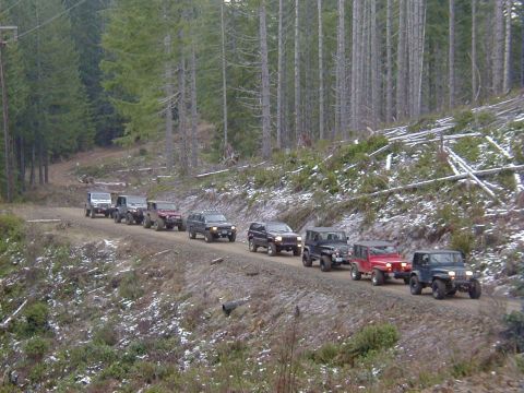 2005 Jeep Wrangler - In front Larry with his nice YJ and Richard co-pilot. Good job guys on the trails too. Followed by John in his nice red YJ as well. He take…