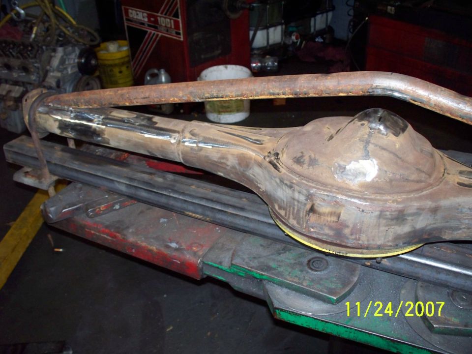 Rear axle differential housing on a workbench, dated 11/24/2007