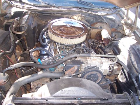 1972 Ford Ranchero - Engine bay details including air cleaner and fan shroud. No specific vehicle identified.
