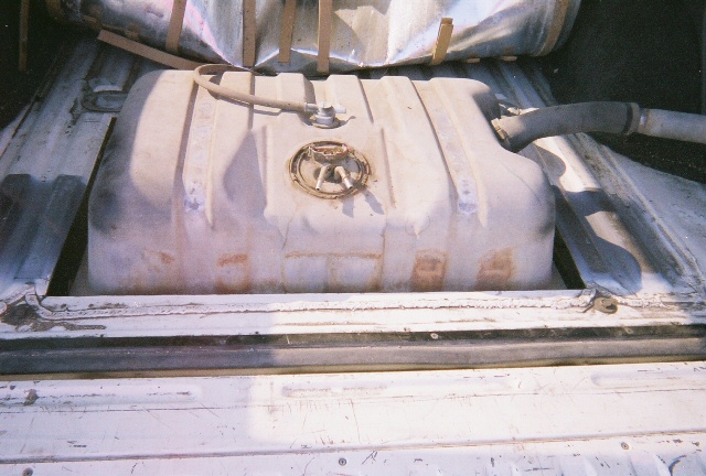 Fuel tank removed from vehicle