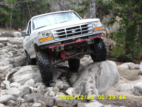 1996 Ford Bronco - This 1996 Ford Bronco is navigating a challenging rocky terrain.