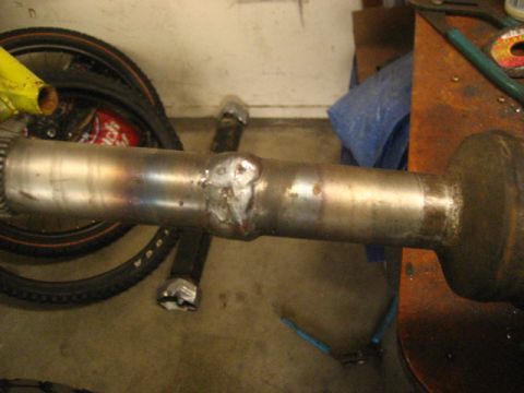 1989 Ford Bronco - male splines welded up, ready for grinding.