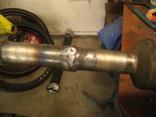 male splines welded up, ready for grinding.