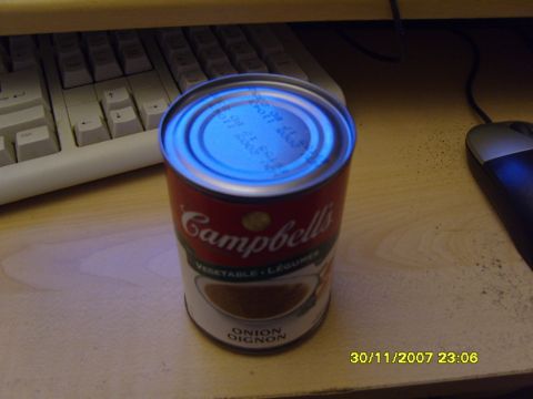 1989 Ford Bronco - Campbell's Onion soup can sits on a desk with a keyboard and mouse visible.