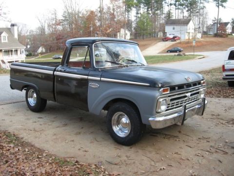 1966 Ford F-100 - This 1966 Ford F-100 pickup truck is shown from a 3/4 front angle.
