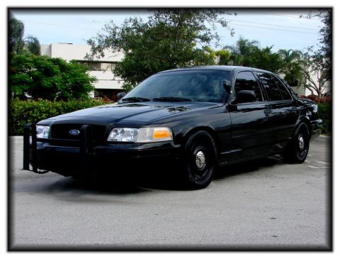 1998 Ford Crown Victoria - This 1998 Ford Crown Victoria police car is seen from the front three-quarter view.