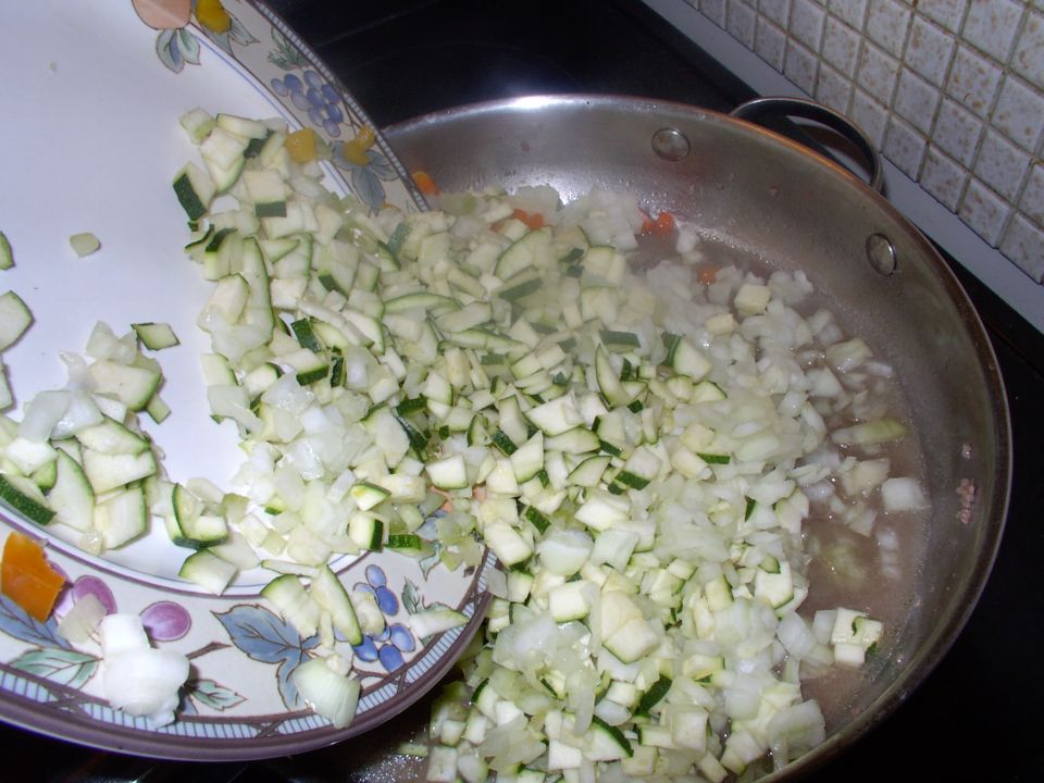 Now dump the veggies into the juices from the meat.