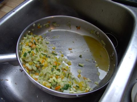 1986 Ford Bronco - Now I drain the veggies and spoon 'OUT" the last of the juices (and fat) from them.