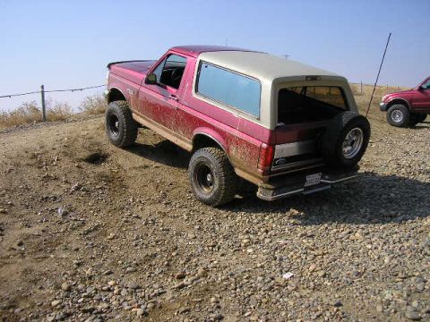 1994 Ford Bronco - This 1992 Ford Bronco navigates a rocky off-road path with another vehicle visible in the background.