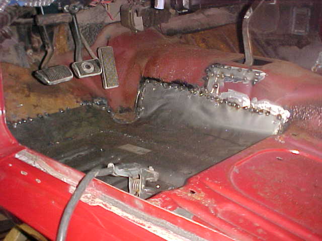 Tacking the new pan in place