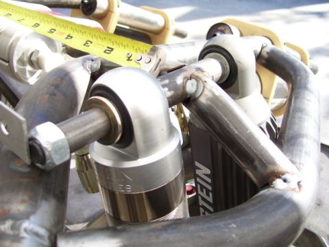 1968 Ford Mustang - Custom suspension components are measured, showing a shock with 'STEIN' branding.