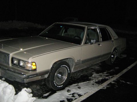 1988 Mercury Grand Marquis - This 1988 Mercury Grand Marquis is parked outside at night, with snow on the ground and Firehawk Indy 500 tires.