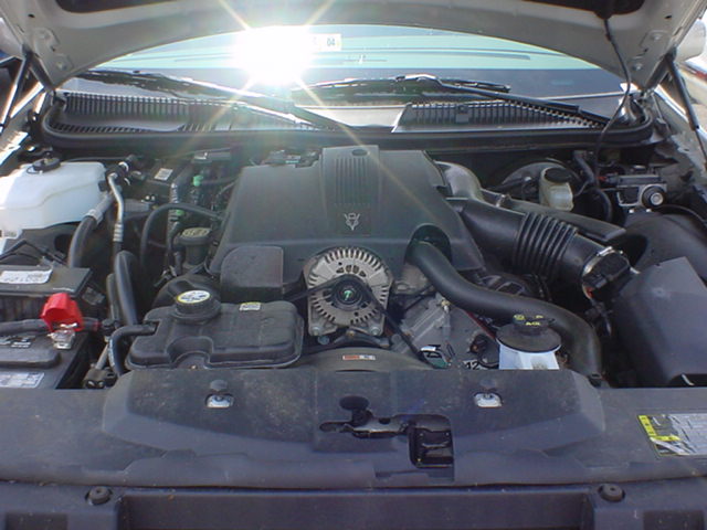 engine bay with sunlight glare