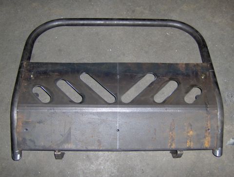 1978 Ford Bronco - This is a custom brush guard, likely for an off-road vehicle, made of raw steel.