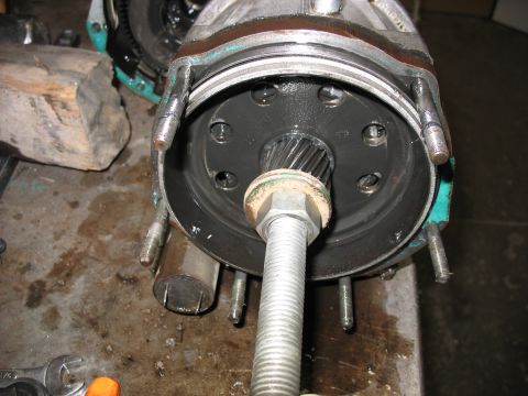 1995 Ford C-350 (Centurion Conversions) - A close-up view of a mechanical part, possibly from a transmission or gearbox, with a splined shaft.