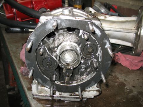 1995 Ford C-350 (Centurion Conversions) - Close-up of a Gear vender overdrive unit, disassembled for maintenance or repair.