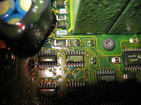 1995 Ford C-350 (Centurion Conversions) - This is a close-up view of electronic components on a circuit board, not a vehicle.