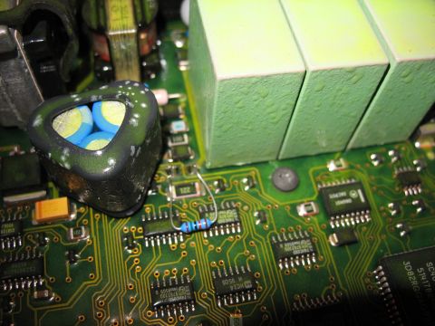 1995 Ford C-350 (Centurion Conversions) - A detailed view of a complex circuit board, various electronic components like inductors, capacitors, resistors, and integrated circuits.
