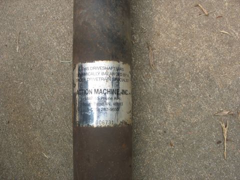 1995 Ford C-350 (Centurion Conversions) - A driveshaft is shown with a label indicating it was dynamically balanced by a Spicer Drivetrain Specialist.