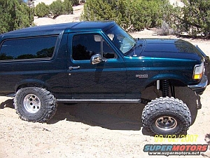 1986 Ford Bronco - This 1986 Ford Bronco is shown with off-road tires and suspension modifications.