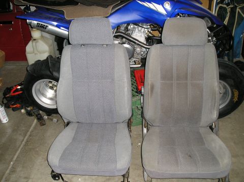 1986 Toyota Hilux - clean seat on left and dirty on right