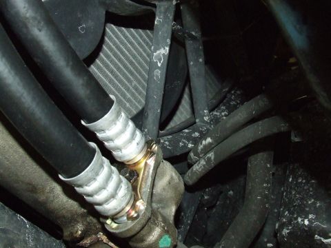 2003 Ford Crown Victoria - Oil cooler lines and associated fittings are shown with a radiator in the background.