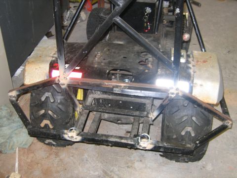 2001 Ford F-150 - Custom go-kart rear end with roll cage and metal bumper.