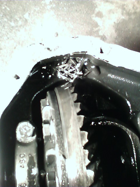 1992 Ford Bronco - The differential gears are severely damaged, with visible metal fragments indicating a catastrophic failure.