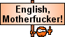 1995 Ford Bronco - A cartoon character holds up a sign with an expletive demanding the use of the English language.