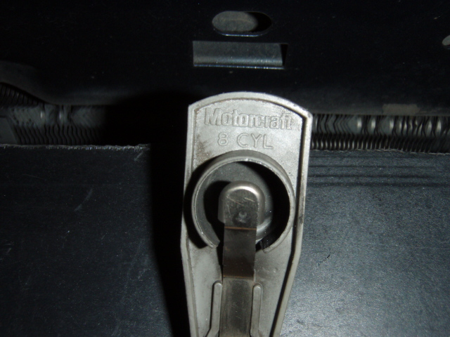 Close-up of Motorcraft 8 CYL stamped distributor rotor