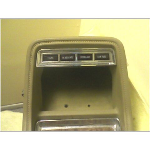 1972 Ford Ranchero - Close-up of interior dashboard controls, including labels for Trunk, Headlights, Door Ajar, and Low Fuel.