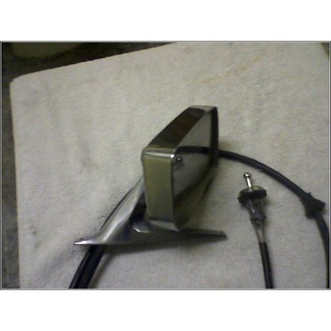1972 Ford Ranchero - A chrome side mirror assembly, likely for an older vehicle, is shown with its electrical cable and connector.