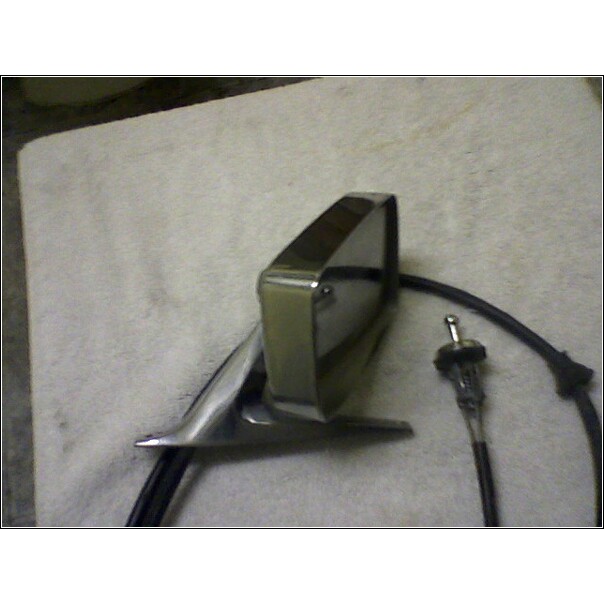 Chrome side mirror assembly with attached cable and connector
