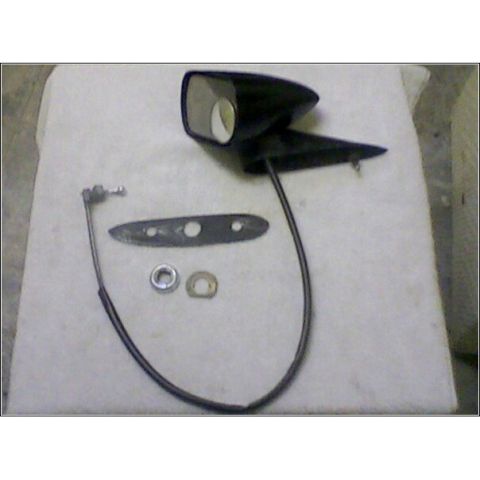 1972 Ford Ranchero - Side mirror assembly and mounting hardware laid out on a flat surface.